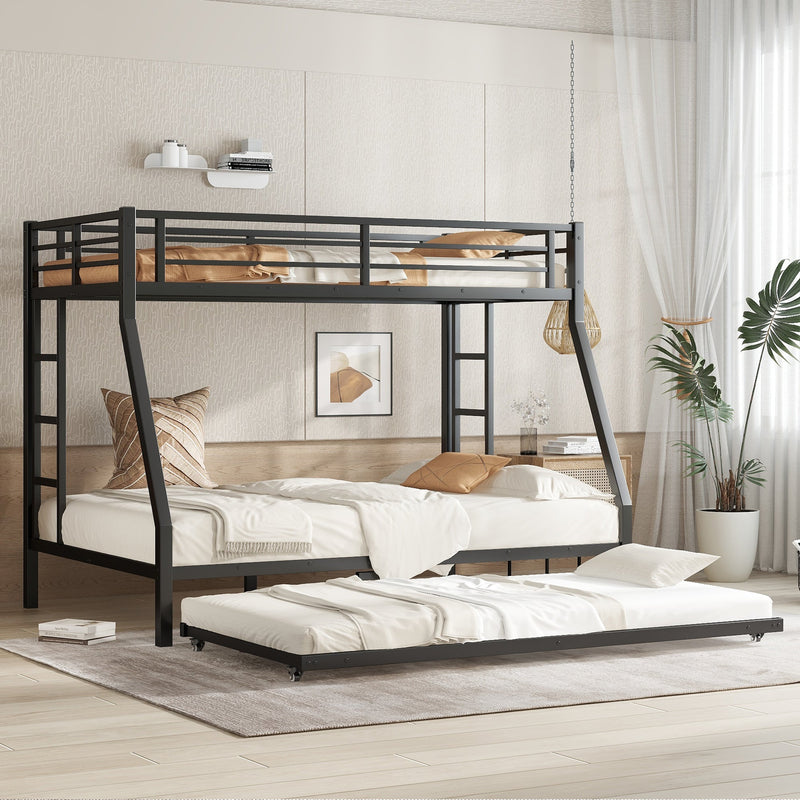 Twin Over Full Metal Bunk Bed with Twin Size Trundle by HouseOfZazla
