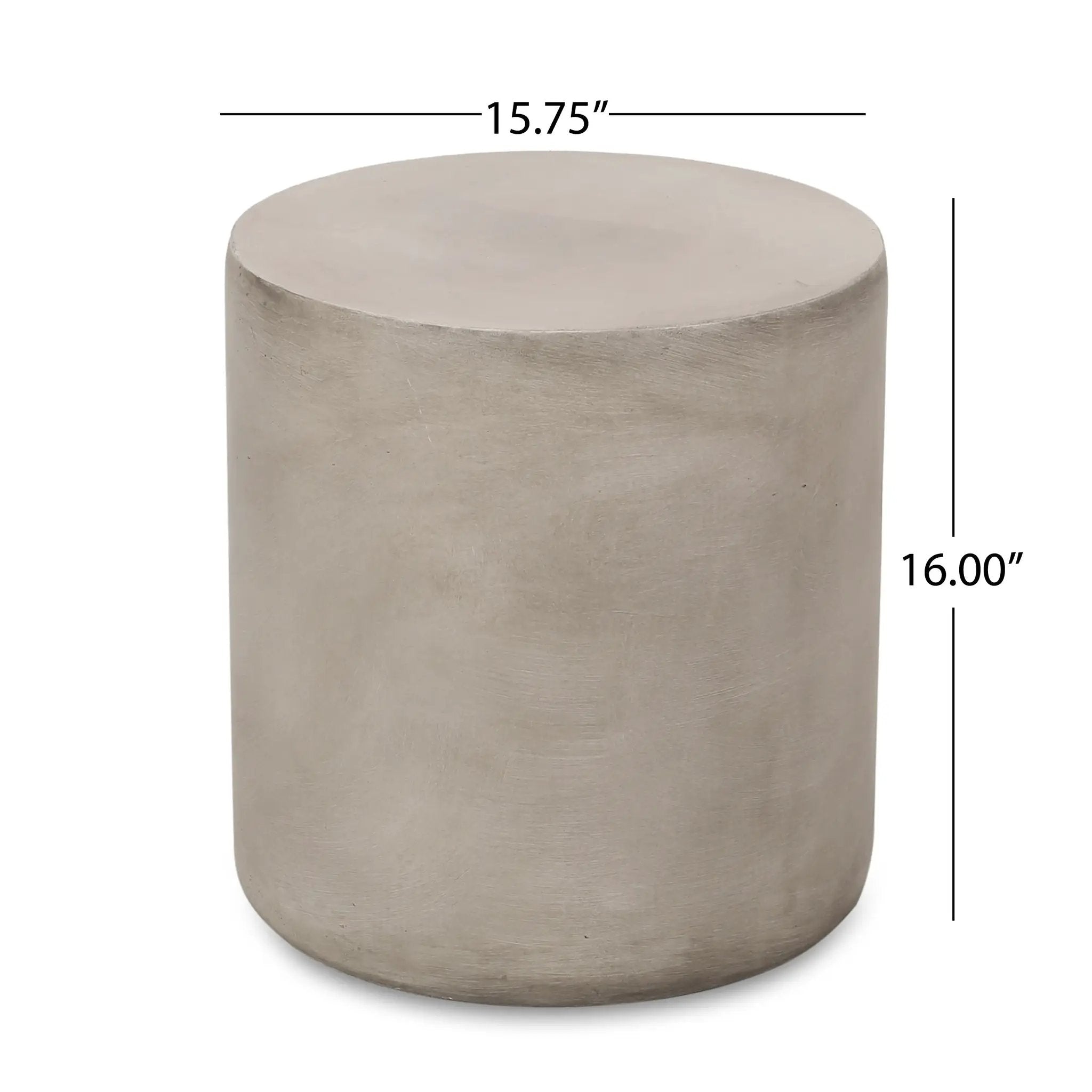 Outdoor Lightweight Concrete Side Table, Light Gray by HouseOfZazla