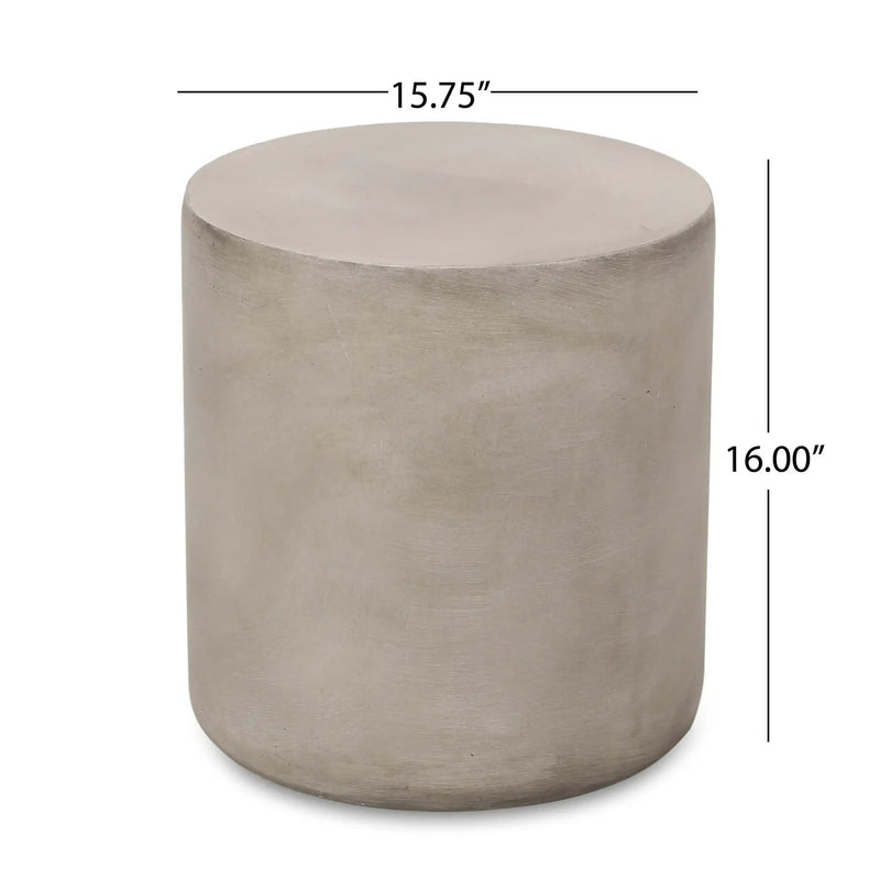 Outdoor Lightweight Concrete Side Table, Light Gray by HouseOfZazla