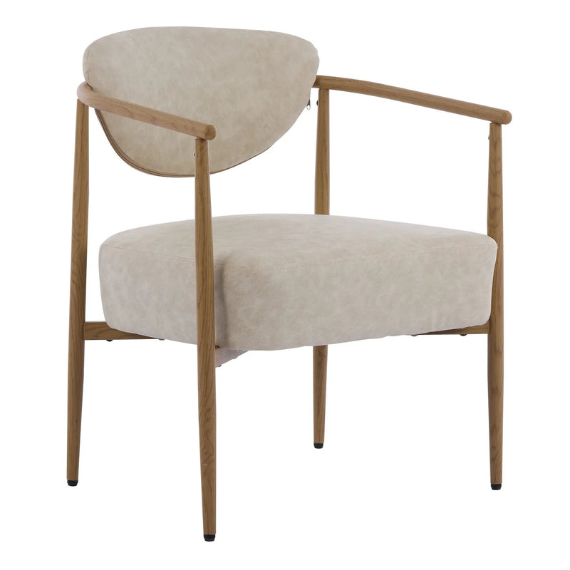 Beige PU Leather Dining Room Chair with Metal Frame by HouseOfZazla