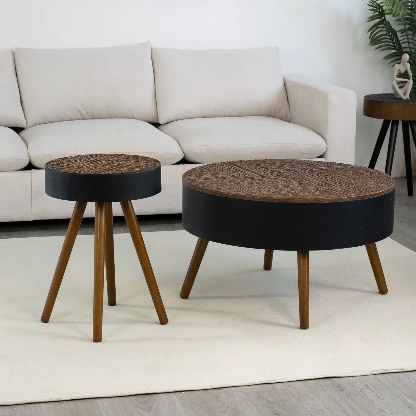 Round Coffee Table With Storage Function For Living Rooms by HouseOfZazla