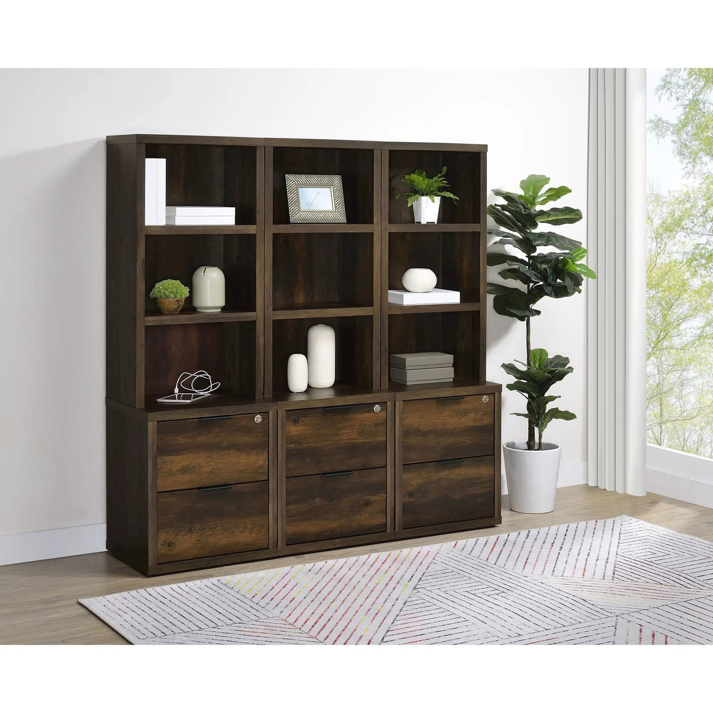 Geary - 3 Piece Wall Unit Bookcase Set With USB Storage by HouseOfZazla