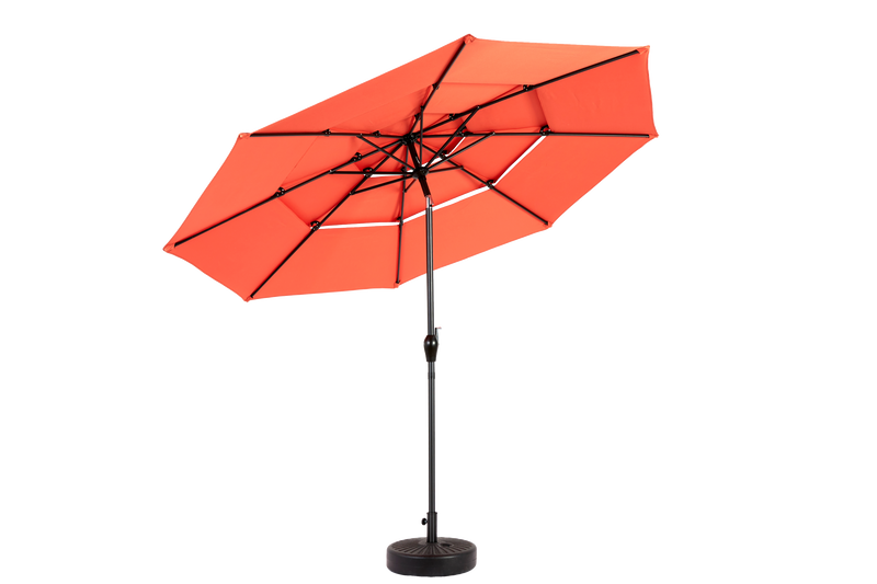 Aluminium 10ft 3-Tier Auto-Tilt Outdoor Patio Umbrella - Orange (No Base) by HouseOfZazla