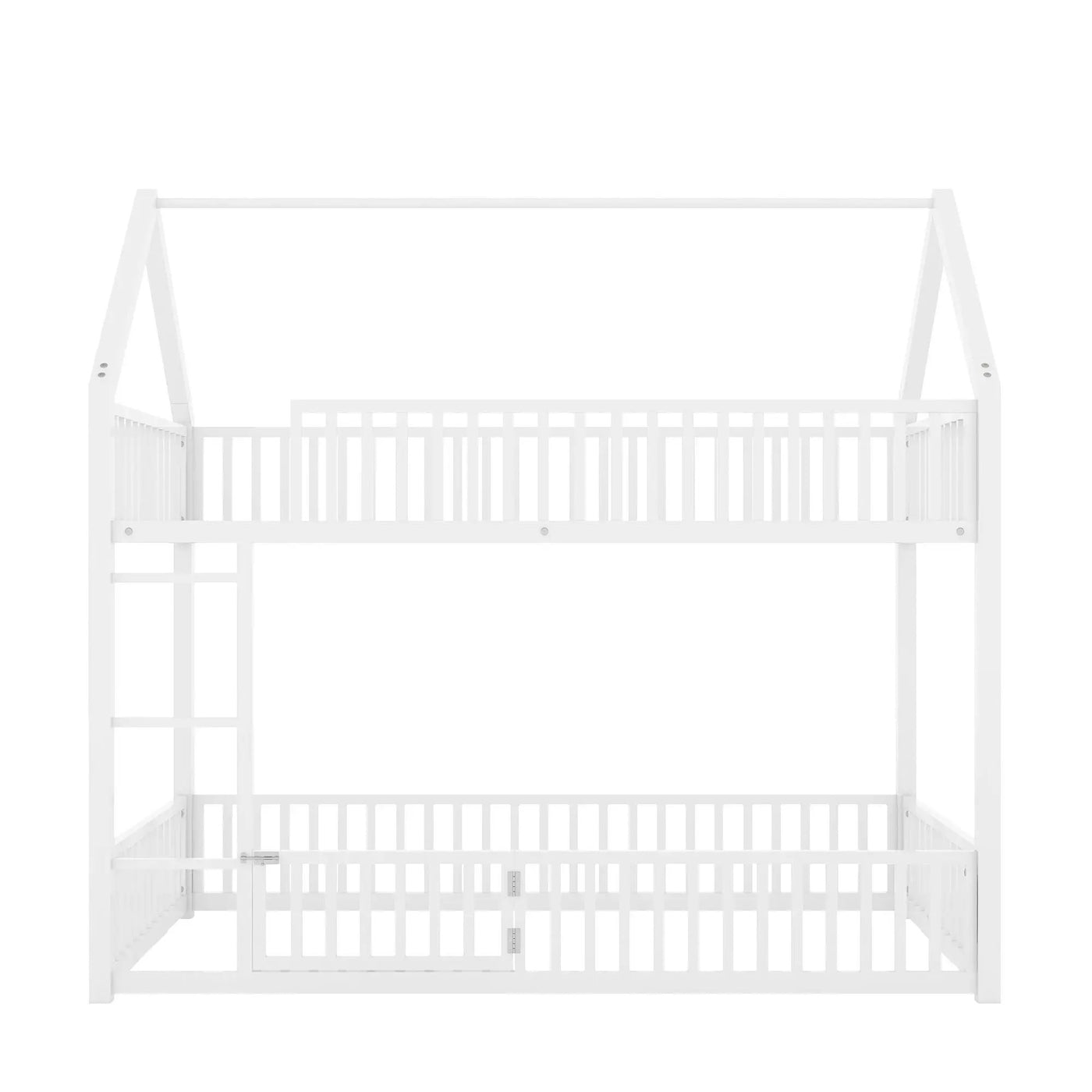 Metal House Bunk Bed With Fence And Door by HouseOfZazla