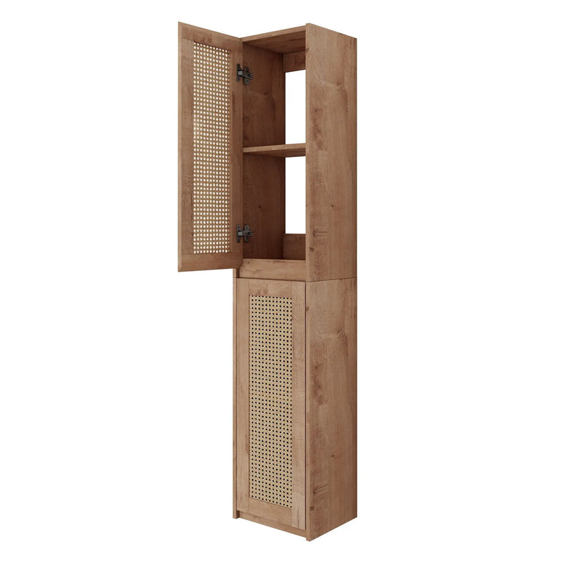 Modern Imitative Wall Mounted Bathroom Vanity With Resin Sink & 2 Side Cabinet, Soft Close Drawer - Imitative Oak by HouseOfZazla