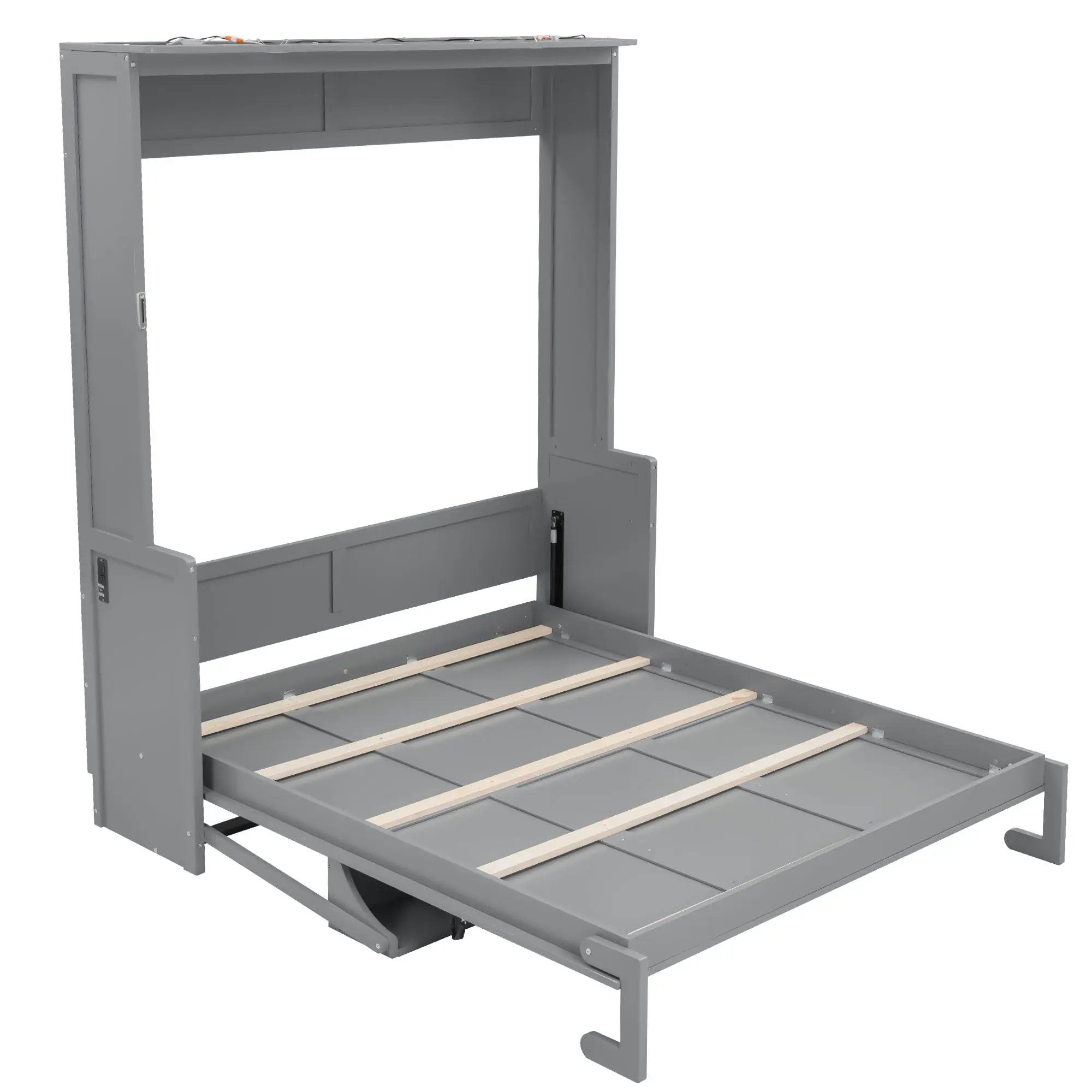 Murphy Bed With Desk, LED Lights & USB Charging Station by HouseOfZazla