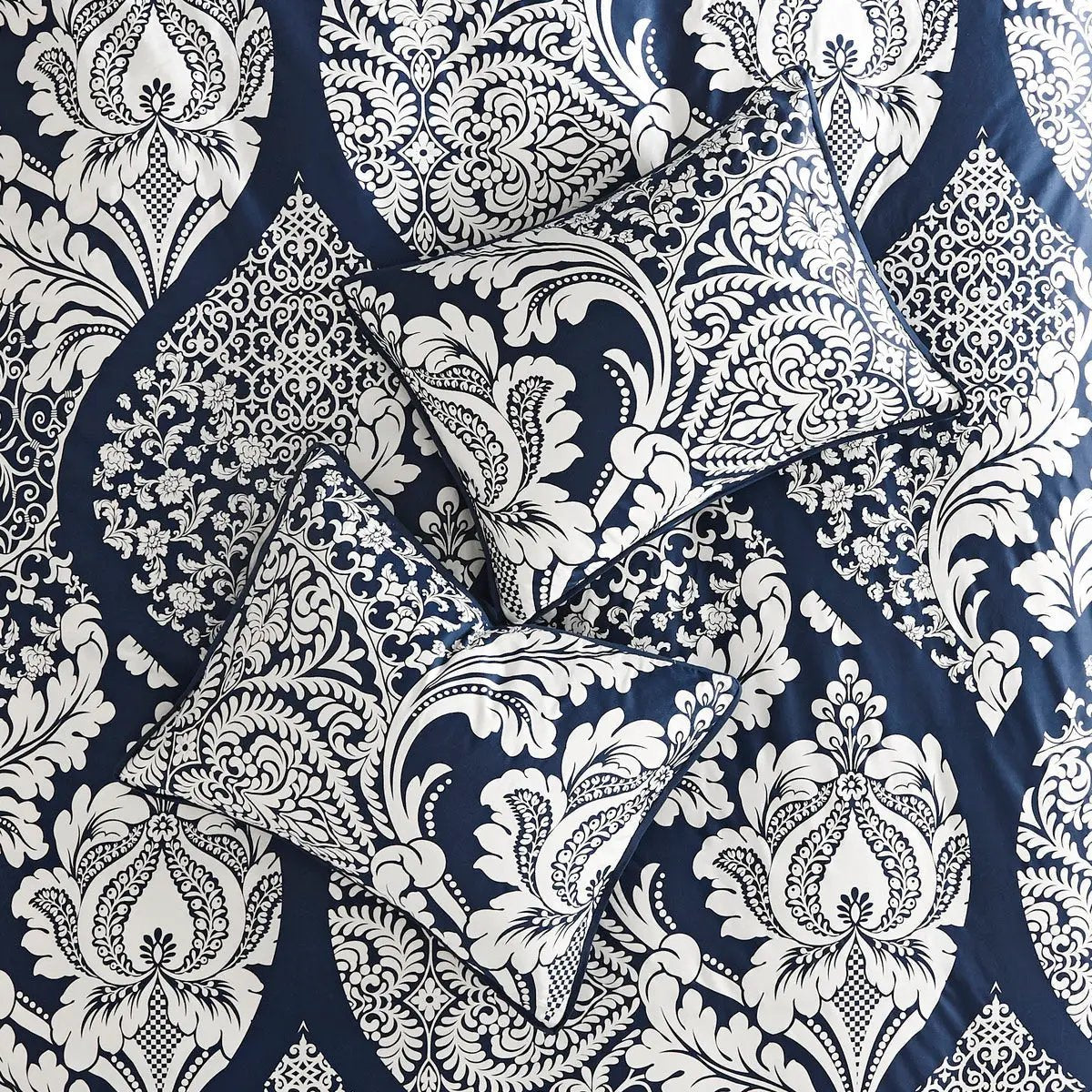 7 Piece Cotton Printed Comforter Set Indigo King by HouseOfZazla