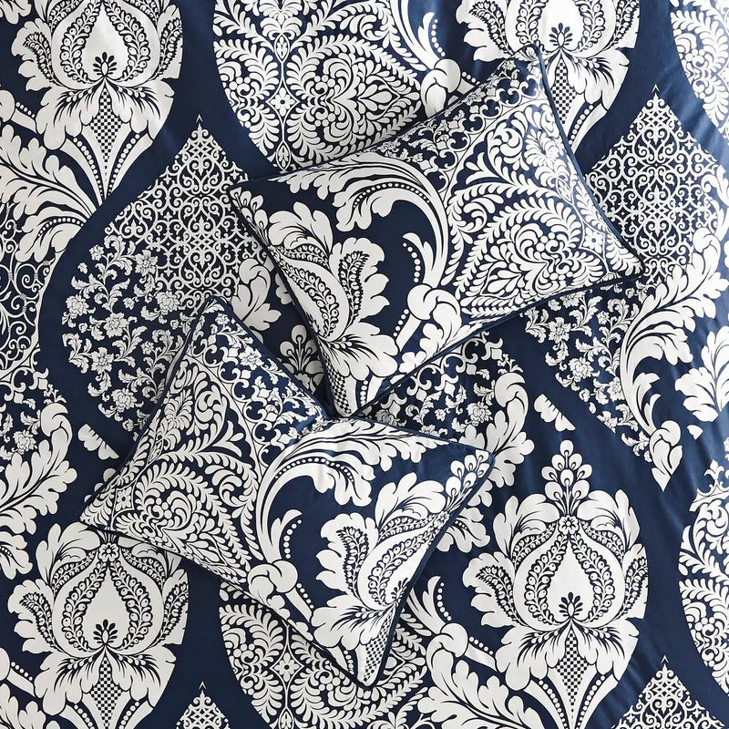 7 Piece Cotton Printed Comforter Set Indigo King by HouseOfZazla