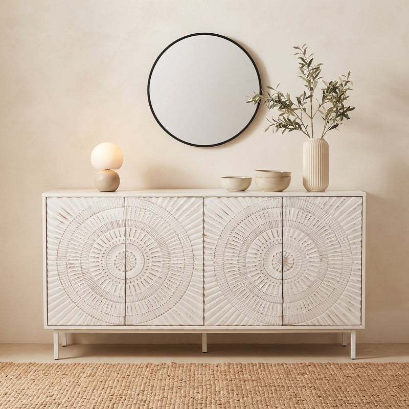 Shabby Chic Wood Sideboard Buffet with Storage Hutch - White, photo 2 of 10