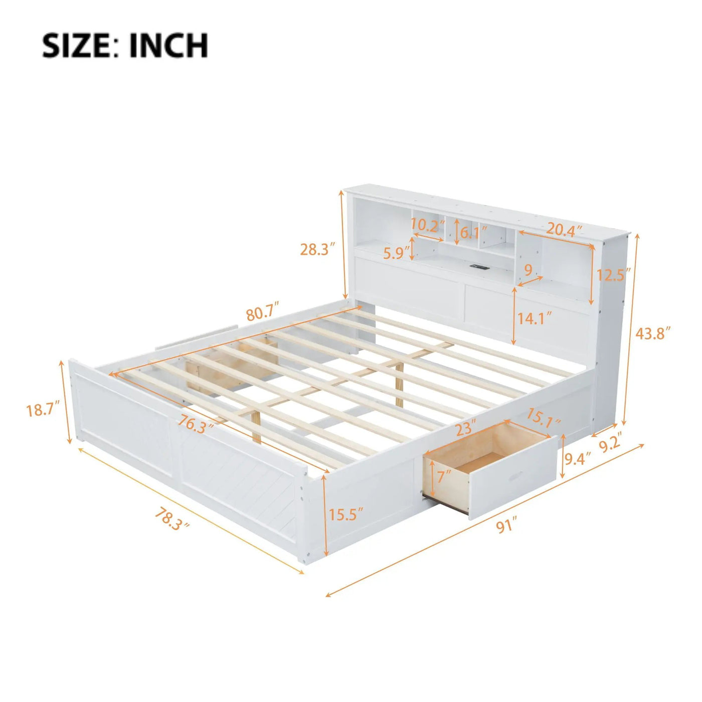 Platform Bed With Multi Storage Headboard, USB And Drawers by HouseOfZazla