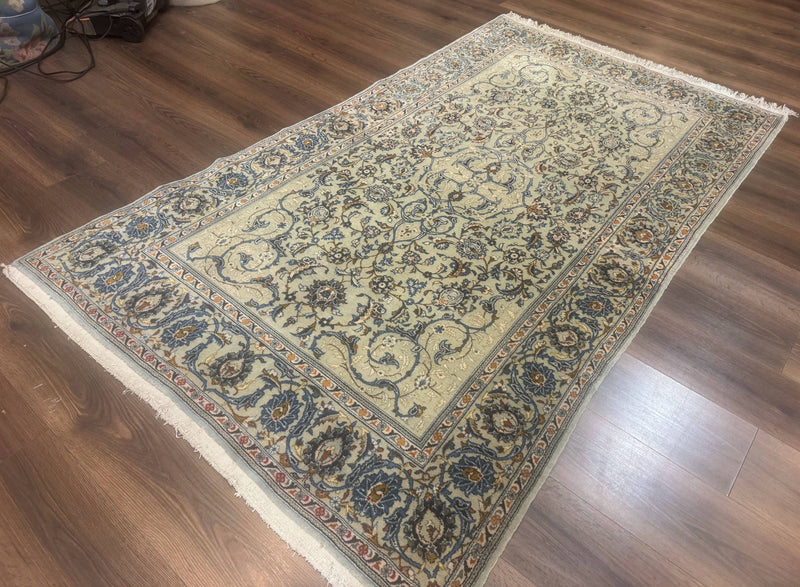 Persian Kashan Rug, Unique Colors, 225 KPSI, Light Green and Light Blue by Jewel Rugs