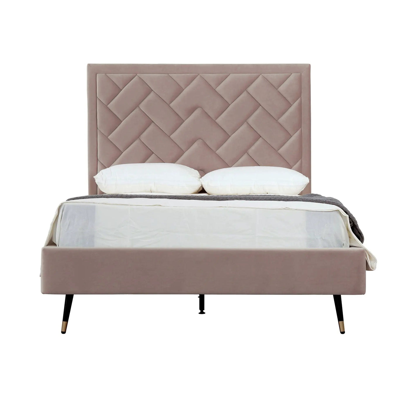 Crosby - Bed With Upholstered Headboard And Slats by HouseOfZazla