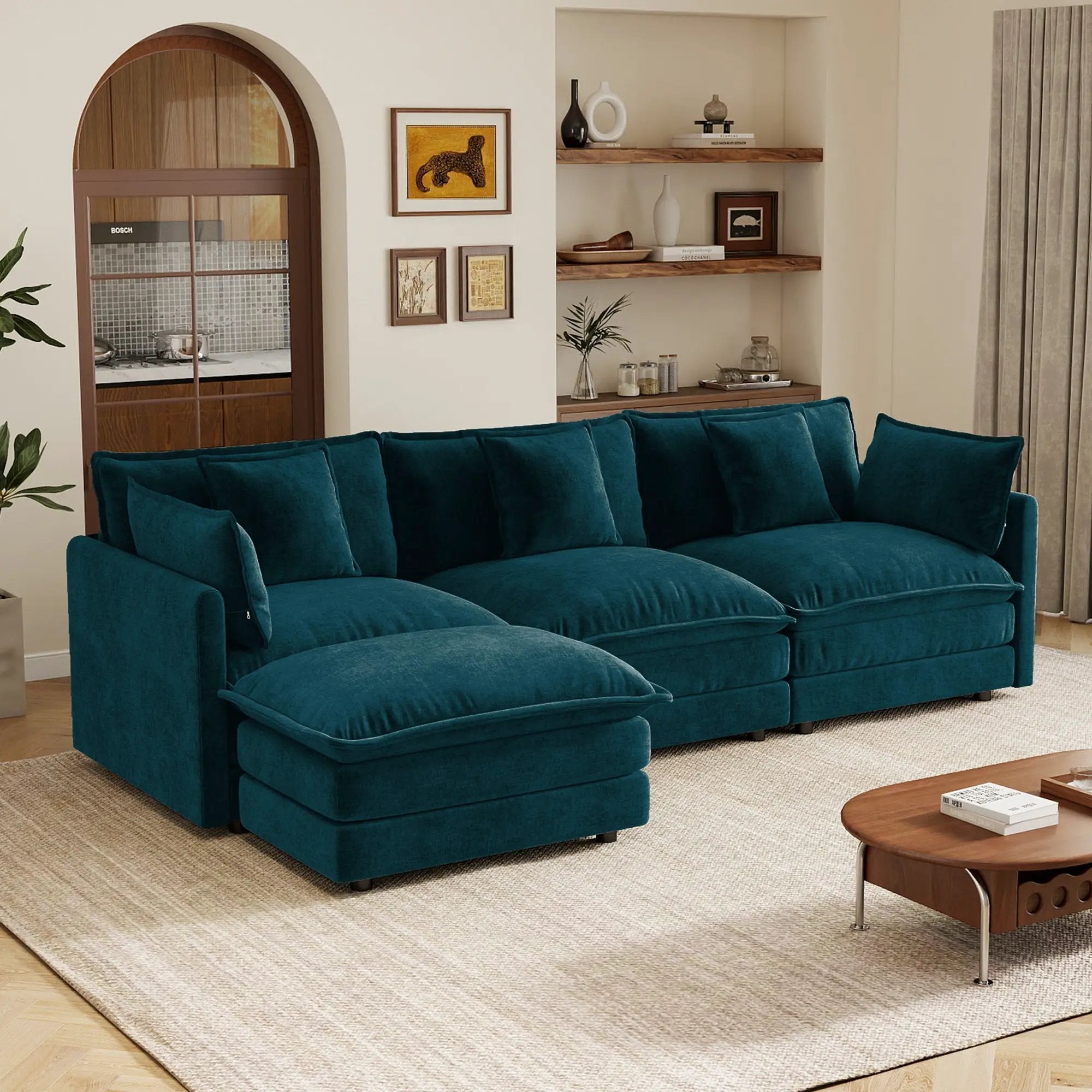 Oversize 3-Seater Sofa with Ottoman by HouseOfZazla