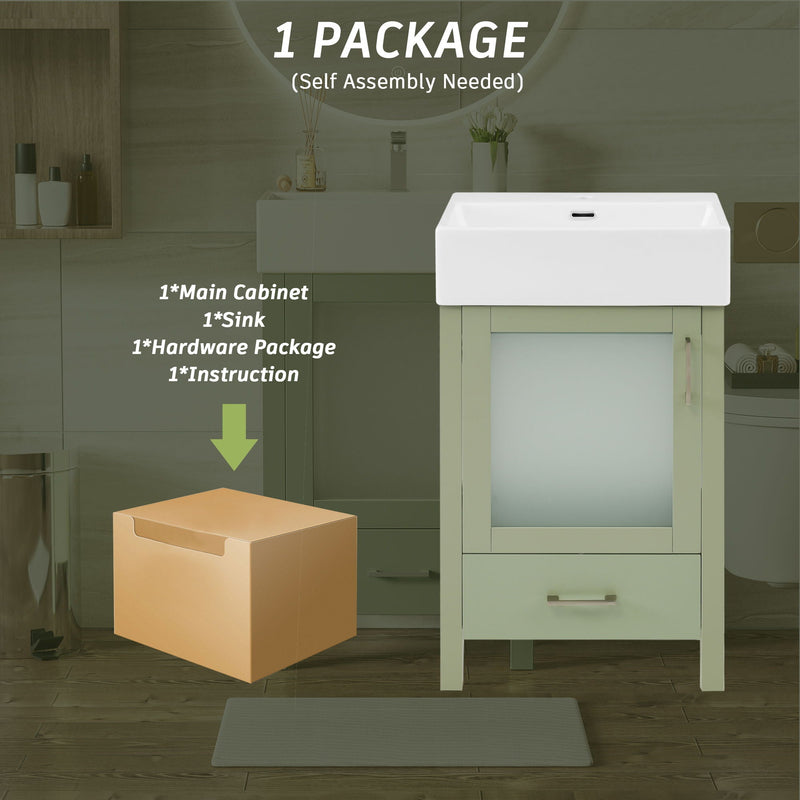 Bathroom Vanity With Ceramic Sink And Ample Storage, Ideal For Small Bathrooms by HouseOfZazla