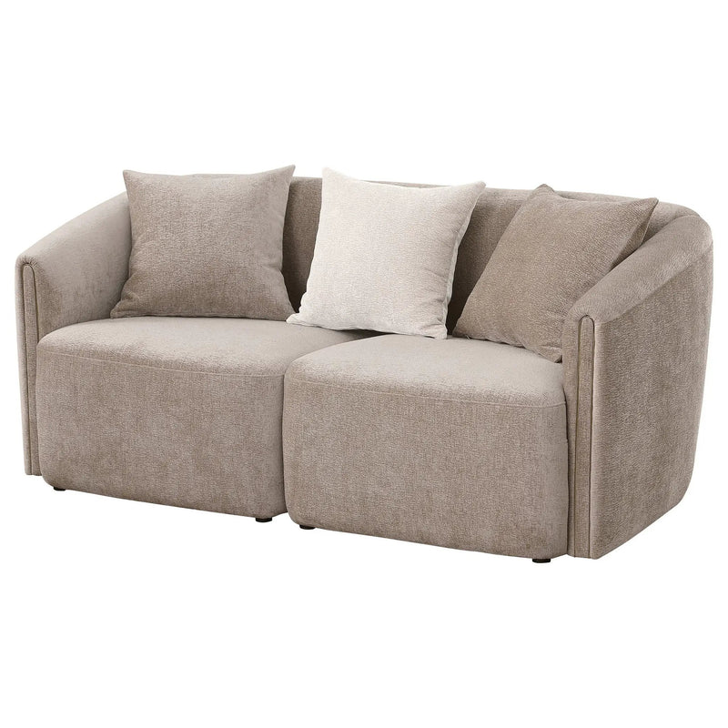 Silvana - Upholstered Rolled Loveseat With Curved Back And Foam Cushions - Beige by HouseOfZazla