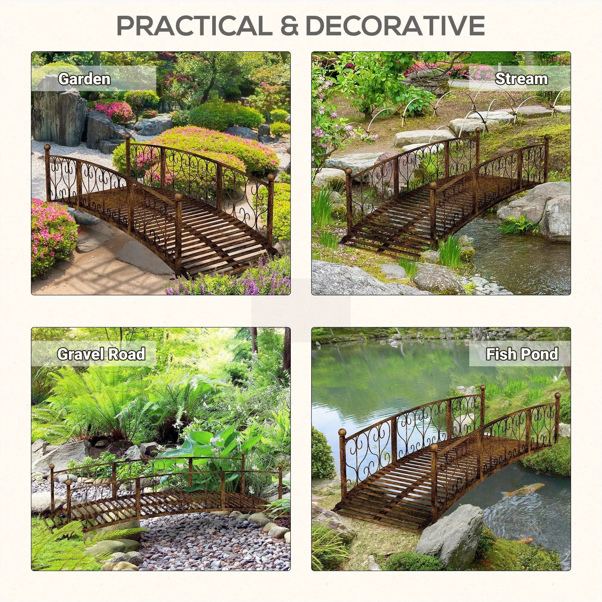 Outsunny 7' Metal Arch Garden Bridge with Safety Siderails by HouseOfZazla
