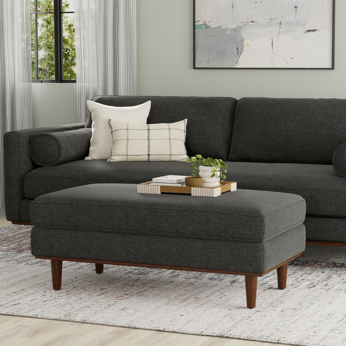 Handcrafted Ottoman with Feather-Filled Cushion - Multiple Colors, photo 40 of 40