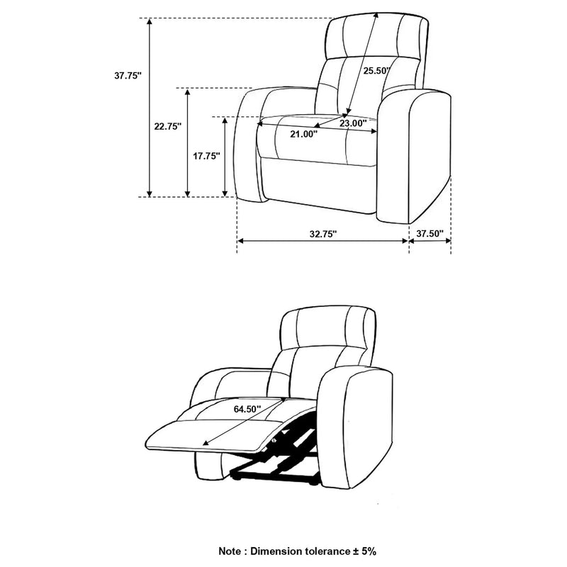 Upholstered Recliner With Cup Holder Comfort Lounge Chair - Black by Unique Piece Furniture