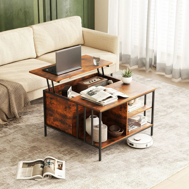 Lift Top Coffee Table With Storage Adjustable Height - Black by Unique Piece Furniture