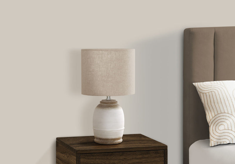Contemporary Resin Table Lamp with Linen-Blend Shade - Cream, photo 4 of 4
