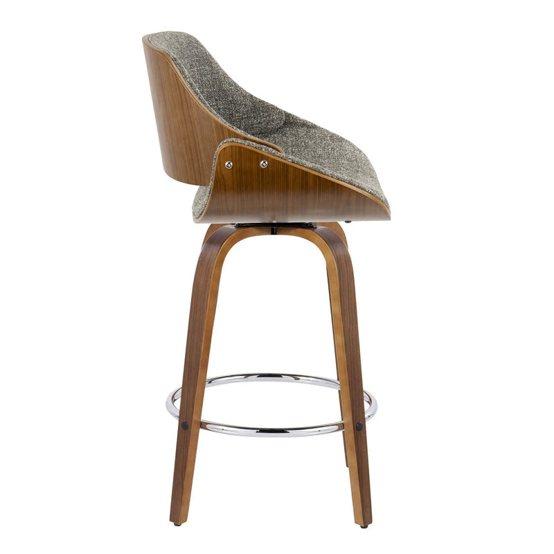 Fabrizzi - Mid Century Modern Fixed Height Counter Stool With Swivel With Round Footrest (Set of 2) by HouseOfZazla