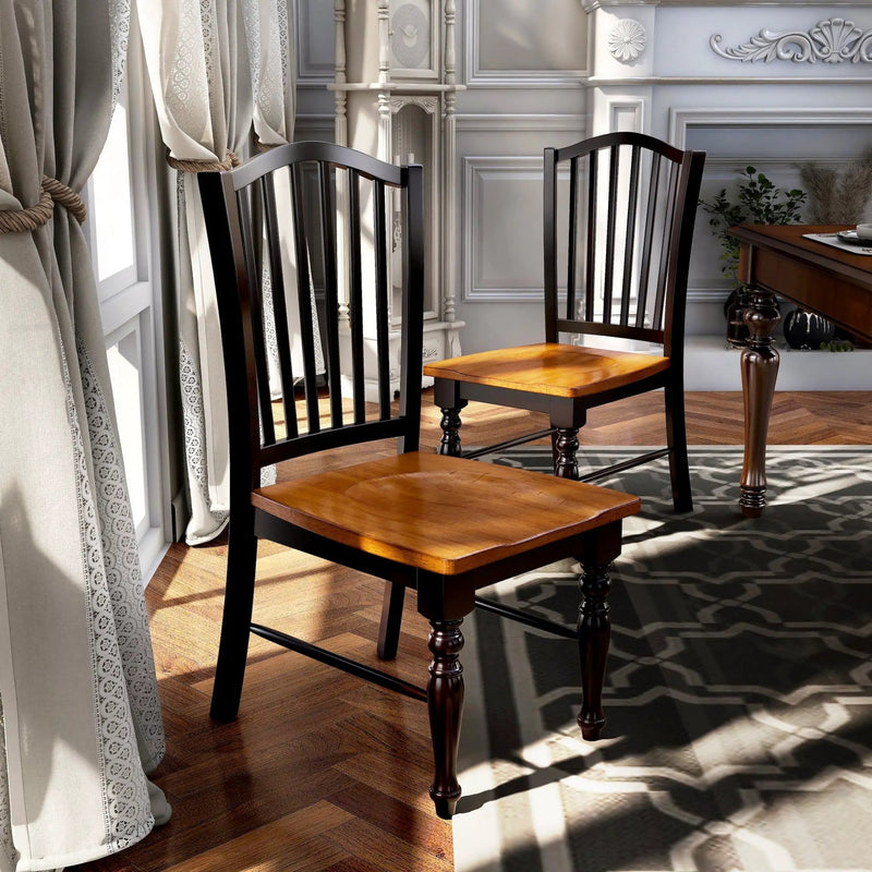 Dining Side Chairs (Set of 2) - Black / Oak by HouseOfZazla