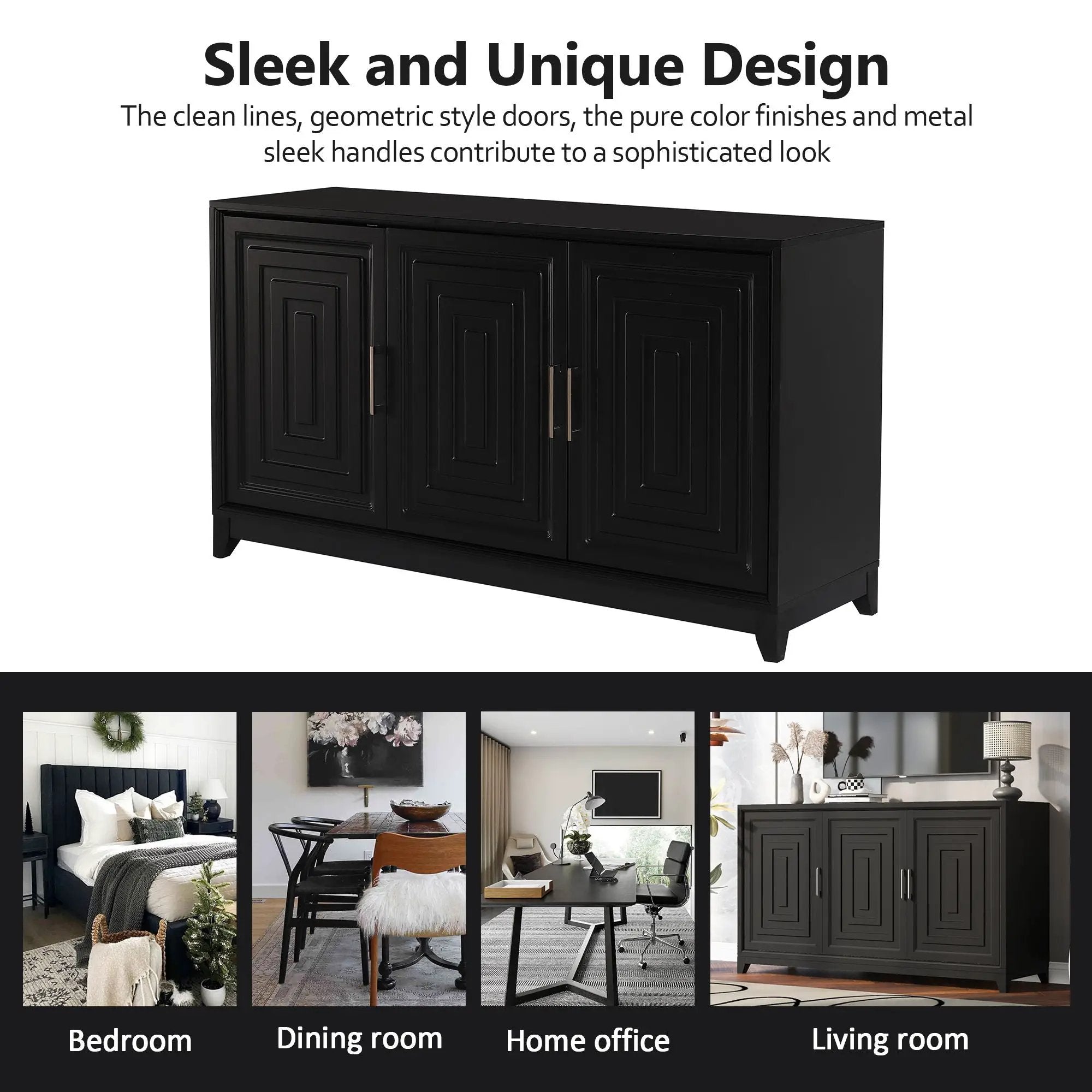 TV Stand For TVs Up To 65", Modern Entertainment Center Media Console Cabinet With 2 Spacious Storage Space, Solid Wood Legs For Living Room by HouseOfZazla