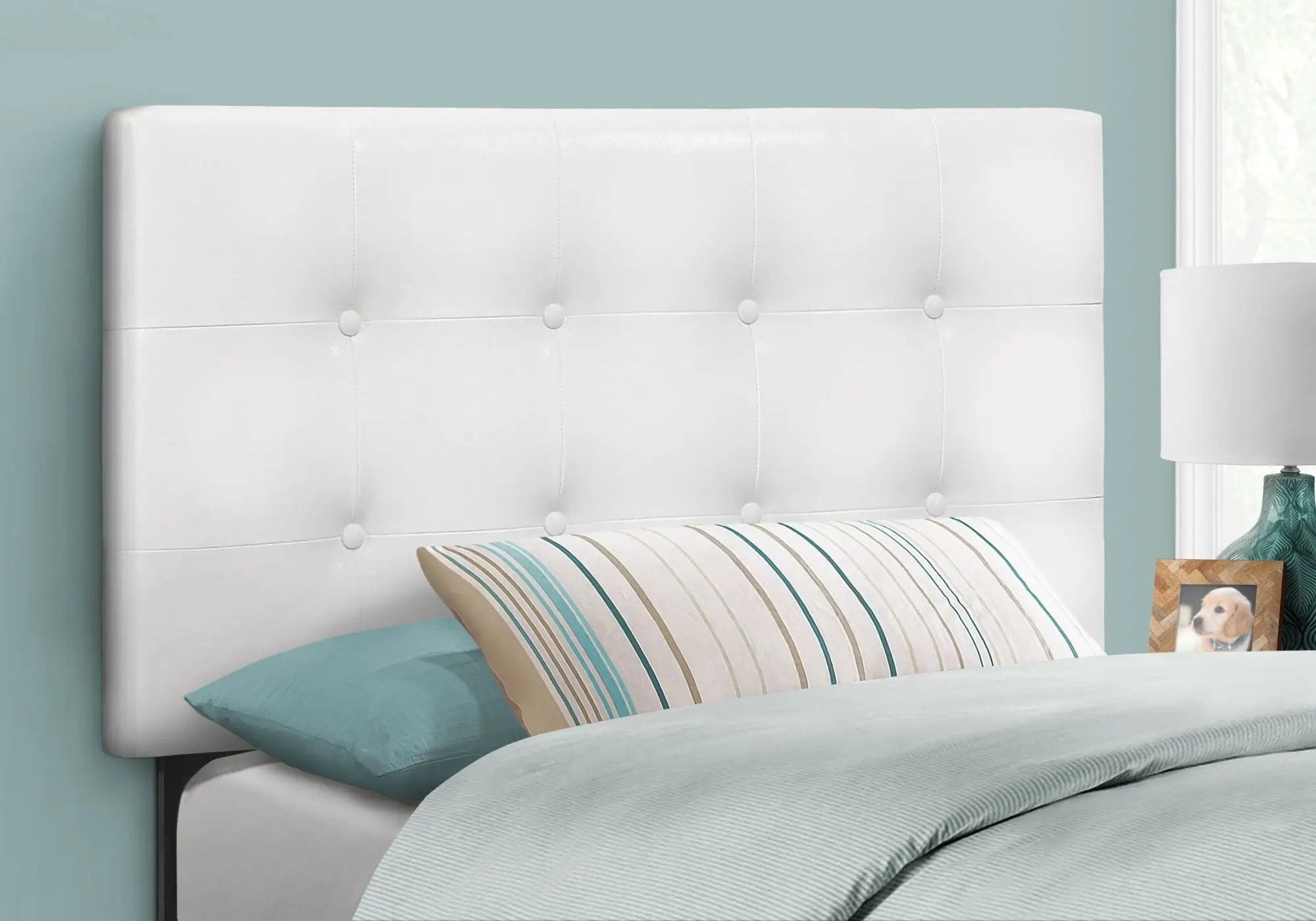 Twin Size Upholstered Bed Headboard - White, Transitional Style by HouseOfZazla