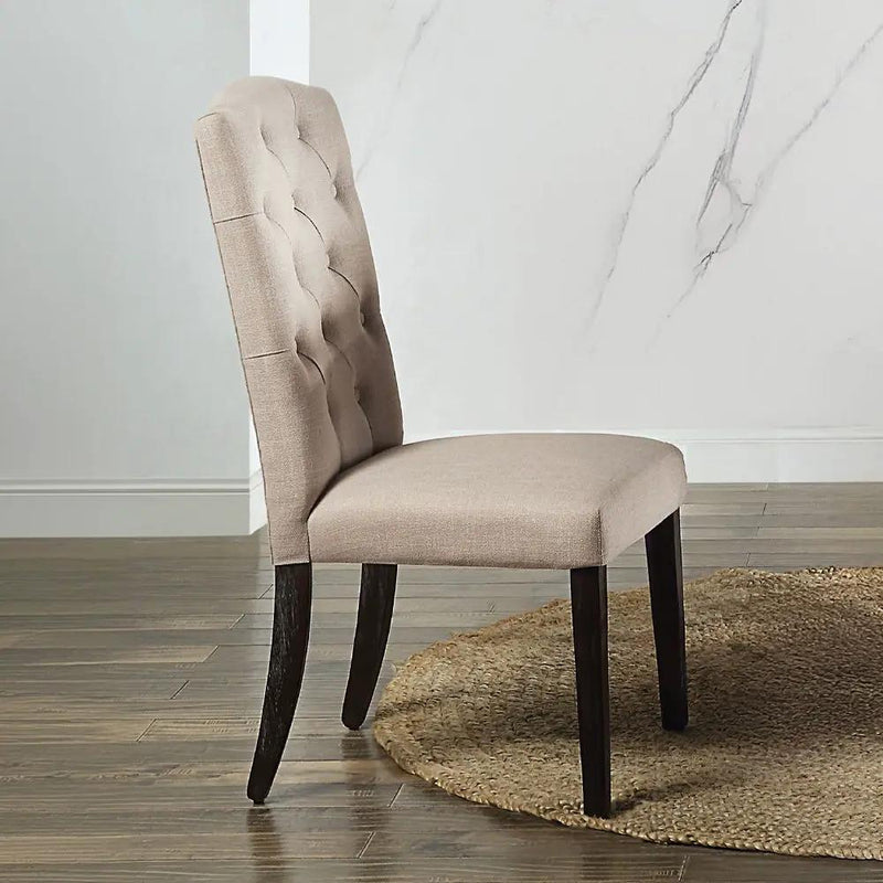 Gerardo - Side Chair (Set of 2) - Beige Linen & Weathered Espresso by Unique Piece Furniture