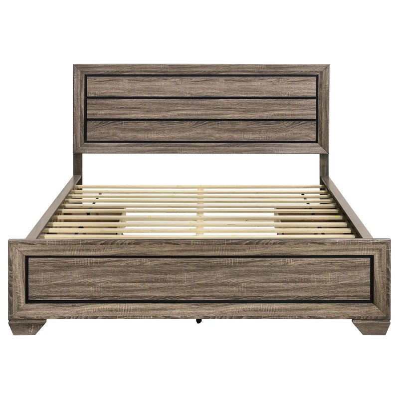 Kauffman Wood California King Storage Panel Bed Washed Taupe by Unique Piece Furniture