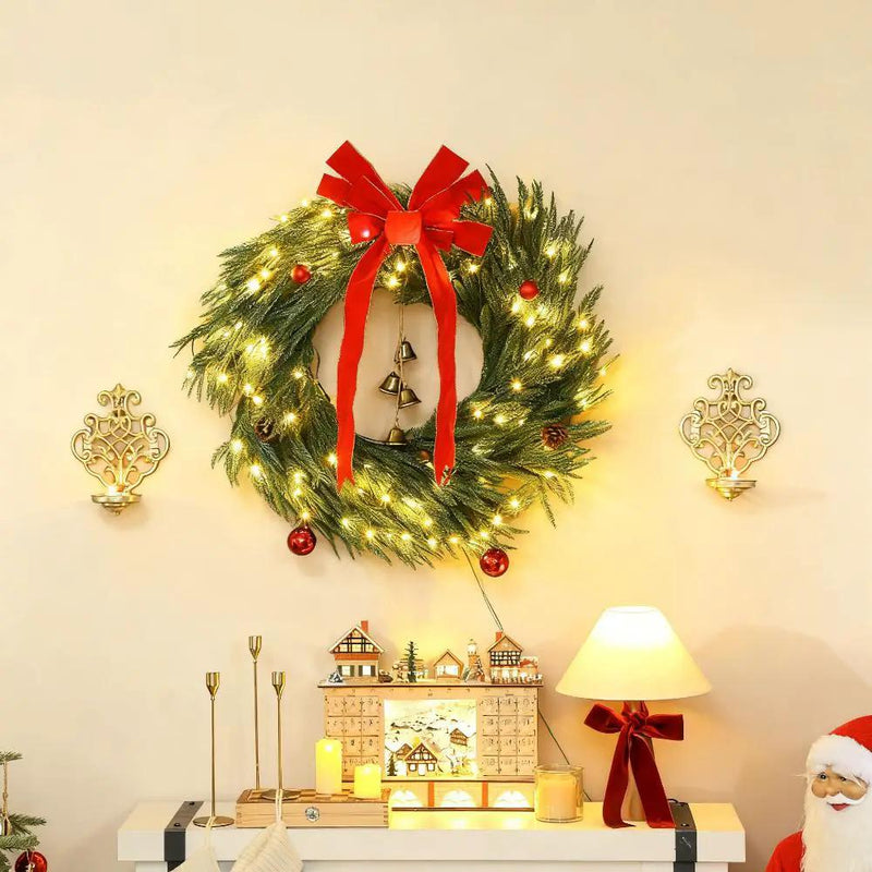 Christmas Wreath for Front Door with LED Lights by HouseOfZazla