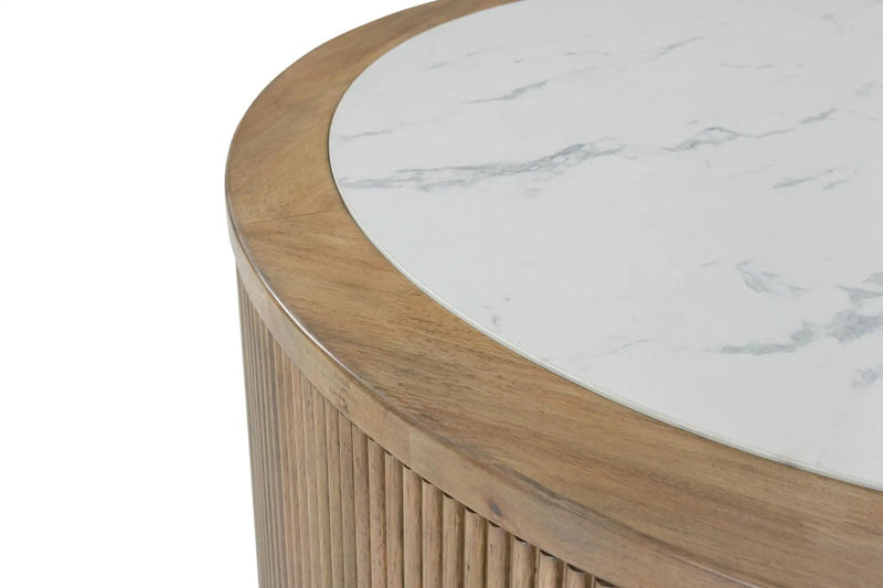 Camdill - Round Cocktail Table - Light Brown / White by Unique Piece Furniture