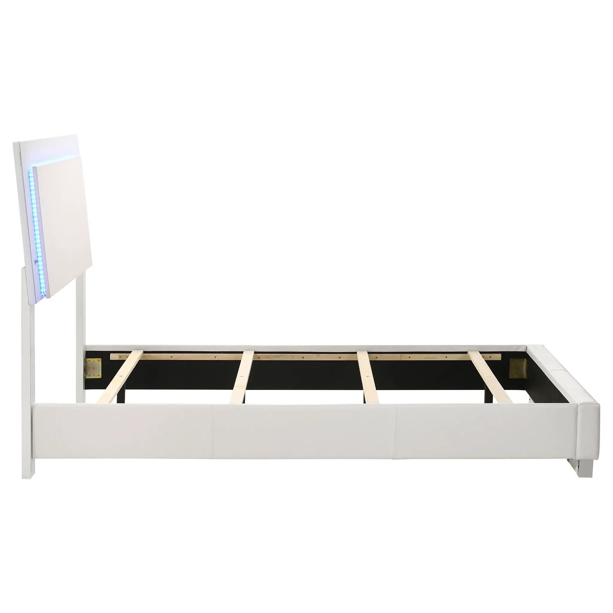 Felicity Wood Twin LED Panel Bed White High Gloss by Unique Piece Furniture