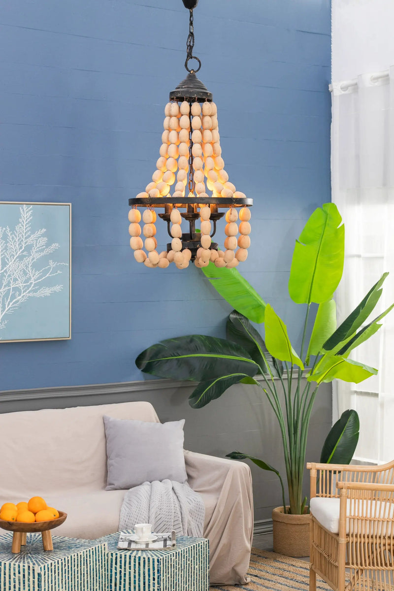Large Beaded 4-Light Chandelier by HouseOfZazla