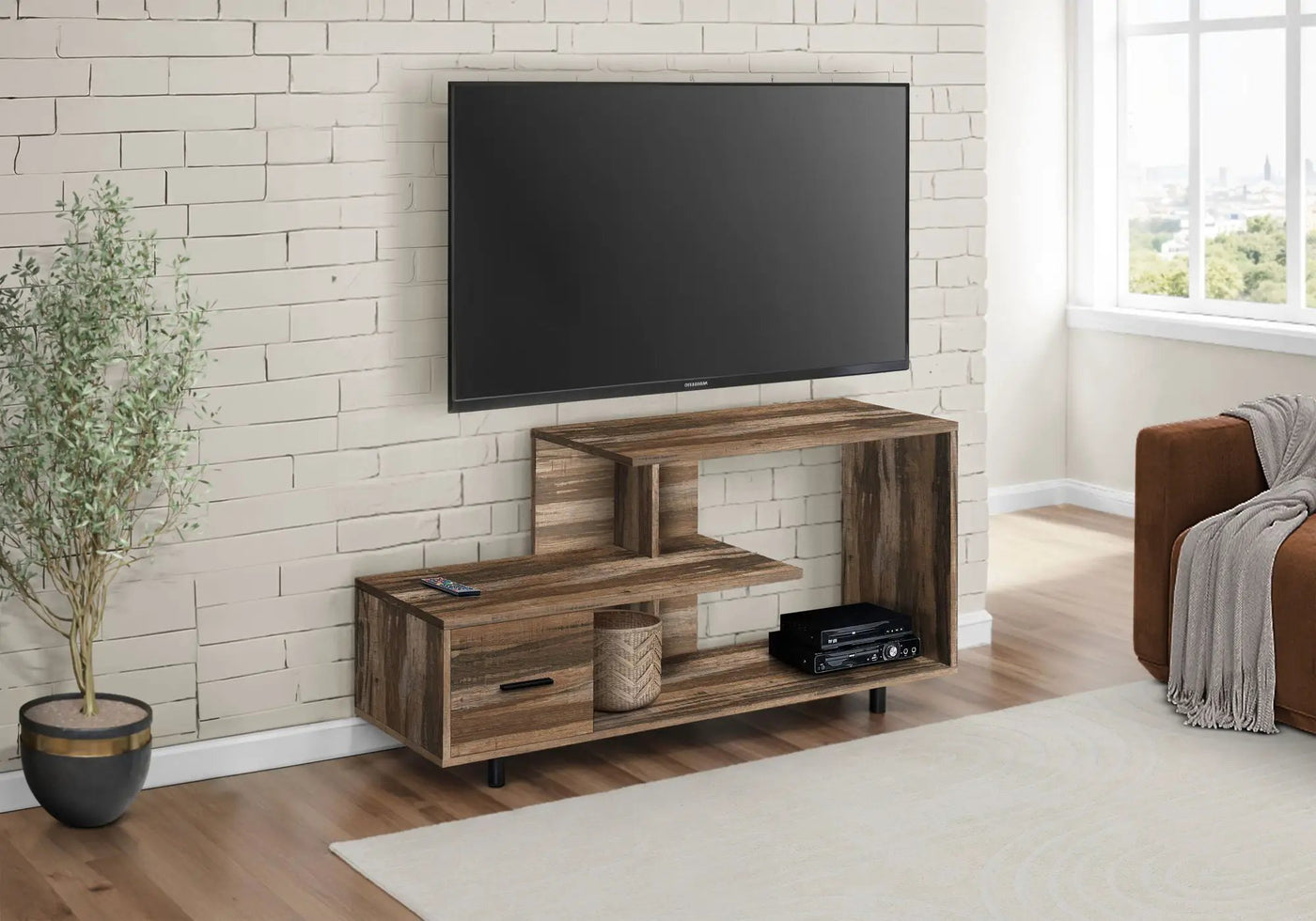 TV Stand, Console, Media Entertainment Center, Storage Drawer, Contemporary by HouseOfZazla