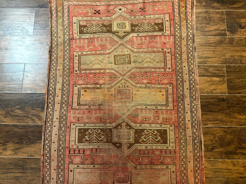 Antique Turkish Melas Rug 3x5, Geometric Carpet, 1920s Wool Rug, Bohemian Rug, Low Pile Rug, Tribal Rug by Jewel Rugs