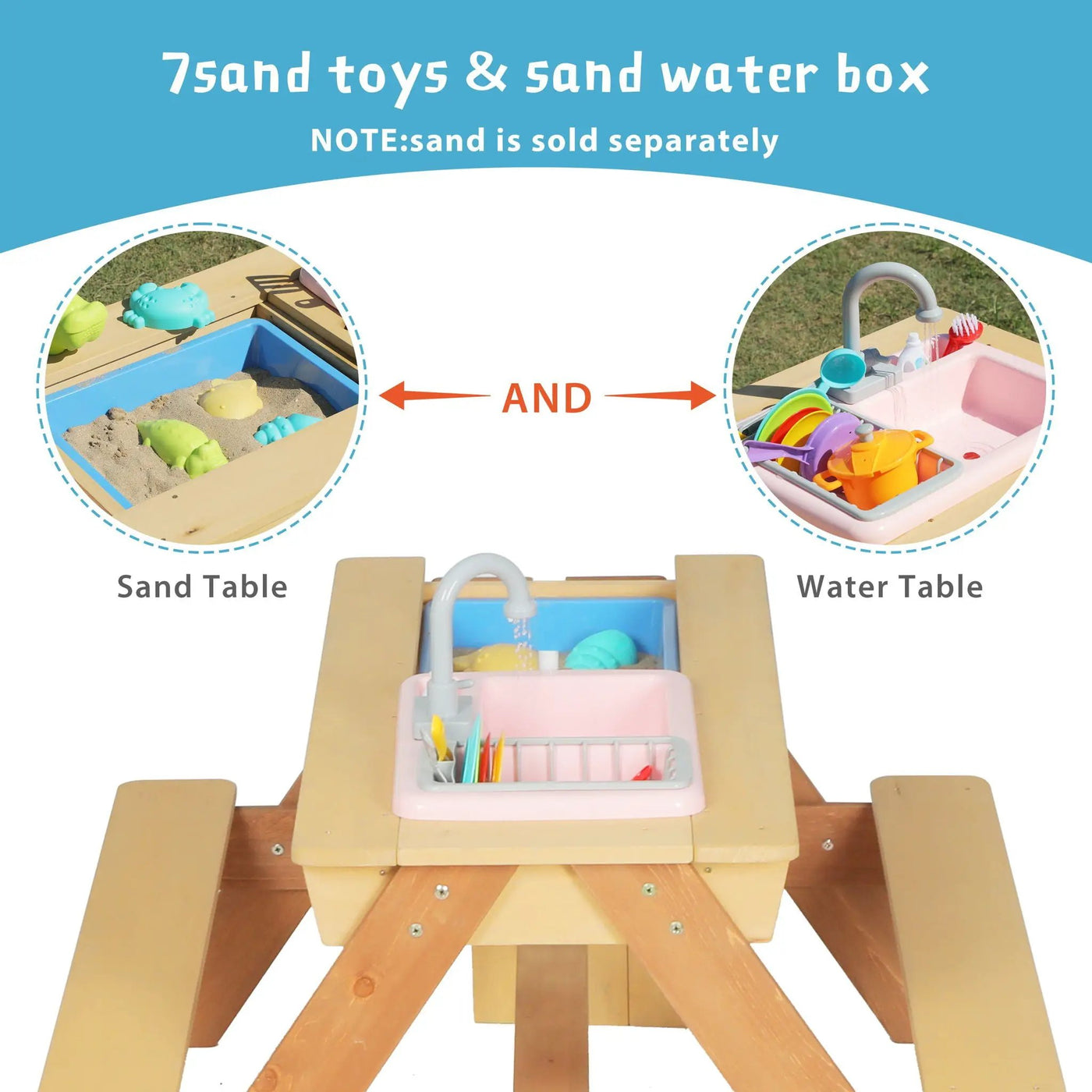 Kids Picnic Table With Sand and Water Table Conversion by HouseOfZazla