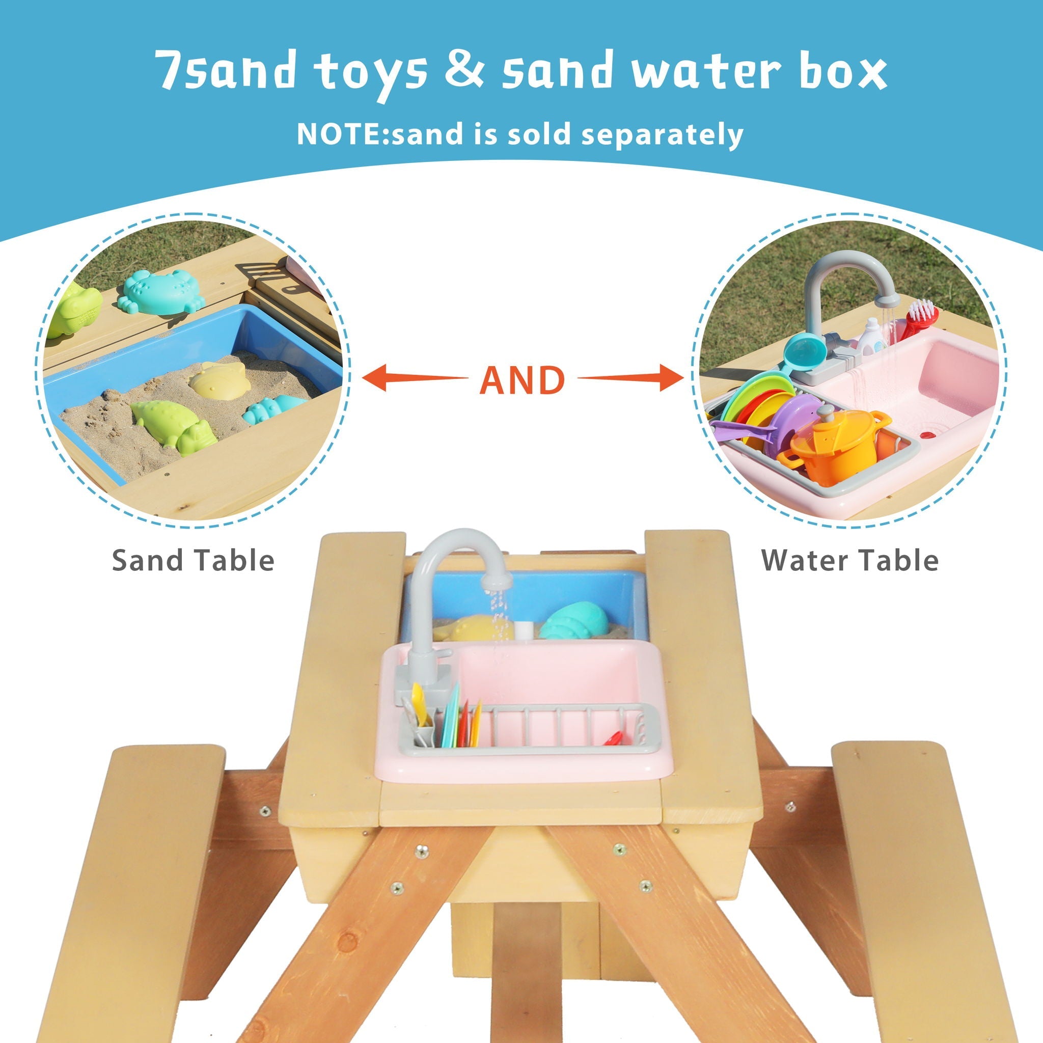 Kids Picnic Table With Sand and Water Table Conversion by HouseOfZazla