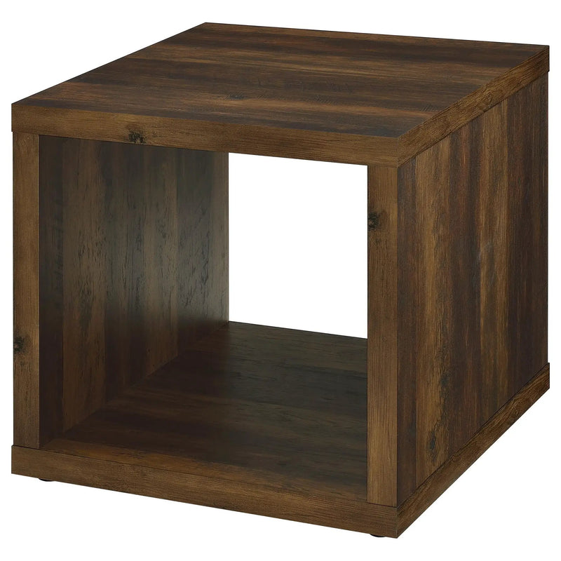 Frisco Square Engineered Wood Side End Table Dark Pine by Unique Piece Furniture