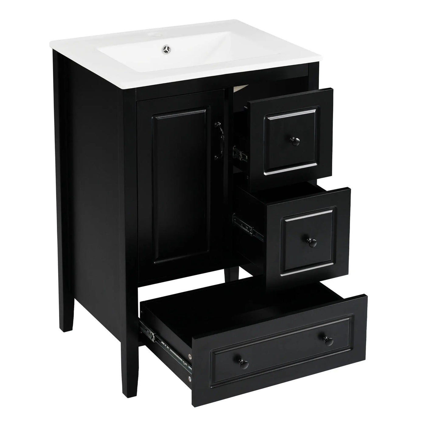 Retro Bathroom Vanity With Sink, Soft Closing Cabinet & Drawers by HouseOfZazla