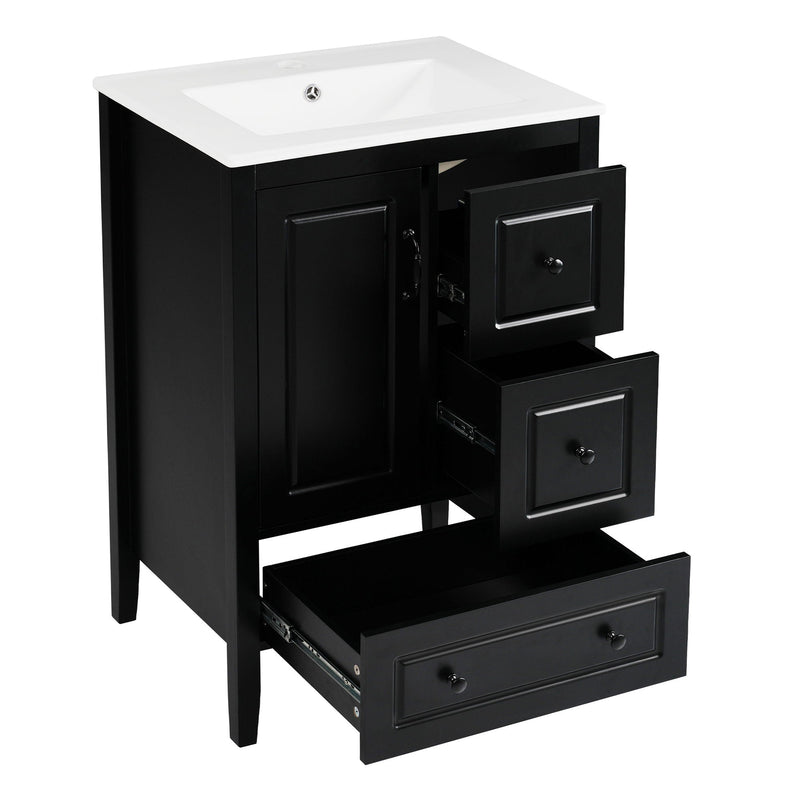 Retro Bathroom Vanity With Sink, Soft Closing Cabinet & Drawers by HouseOfZazla