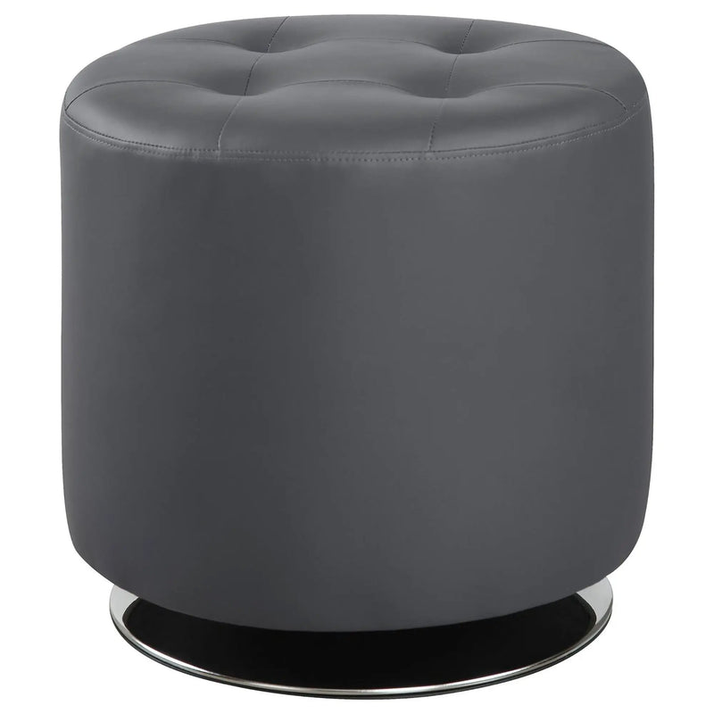 Round Ottoman With Tufted Upholstery Base - Gray by HouseOfZazla