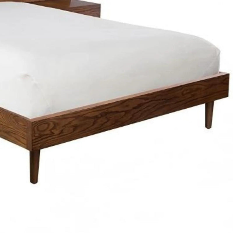 Queen Size Bed With Attached Nightstands And Hidden Storage - Pecan by HouseOfZazla