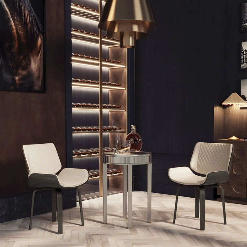 Dining Chair 360° Swivel, Ergonomic Design Upholstery, Bentwood Frame, (Set of 2) - Beige by Unique Piece Furniture