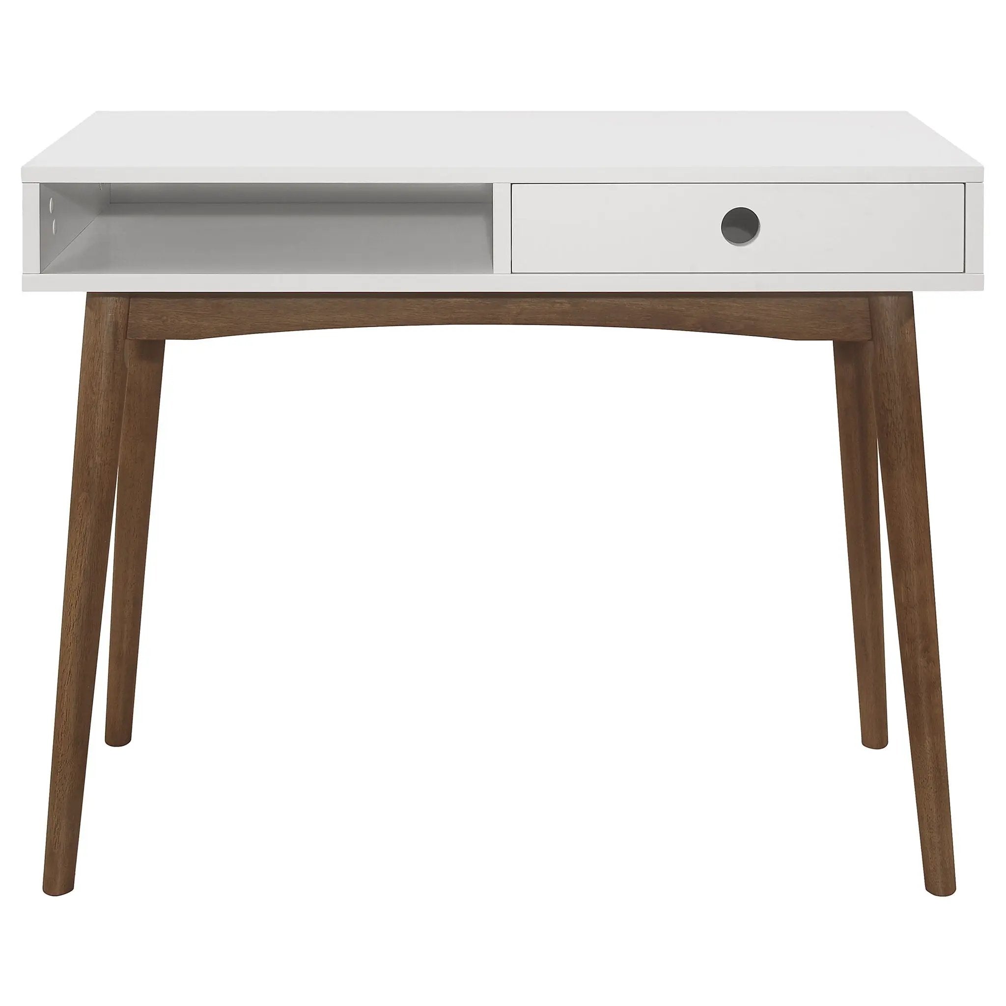 1 Drawer Writing Desk, Compact Size For Home Office - White by HouseOfZazla