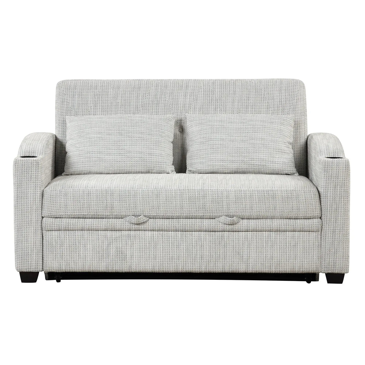 Pull Out Loveseat Sofa With Adjsutable Backrest, 2 Pillows, Cup Holders, USB Ports For Living Room by HouseOfZazla