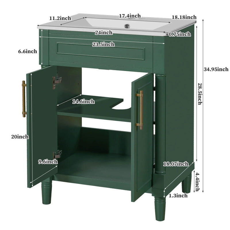 Bathroom Vanity With Integrated Sink, 2 Door Cabinet, Single Sink For Small To Medium Bathrooms by Unique Piece Furniture