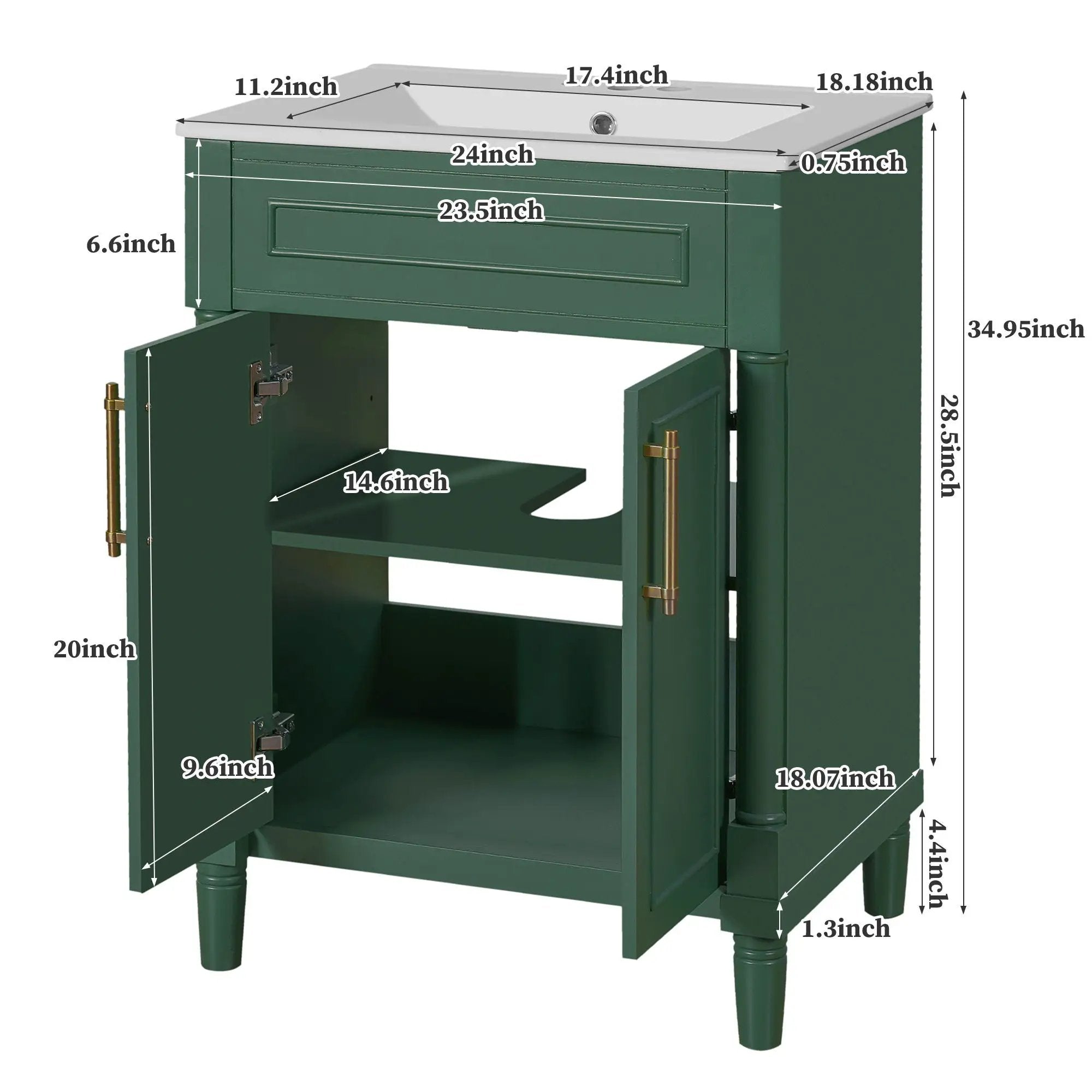 Bathroom Vanity With Integrated Sink and 2 Door Cabinet by HouseOfZazla