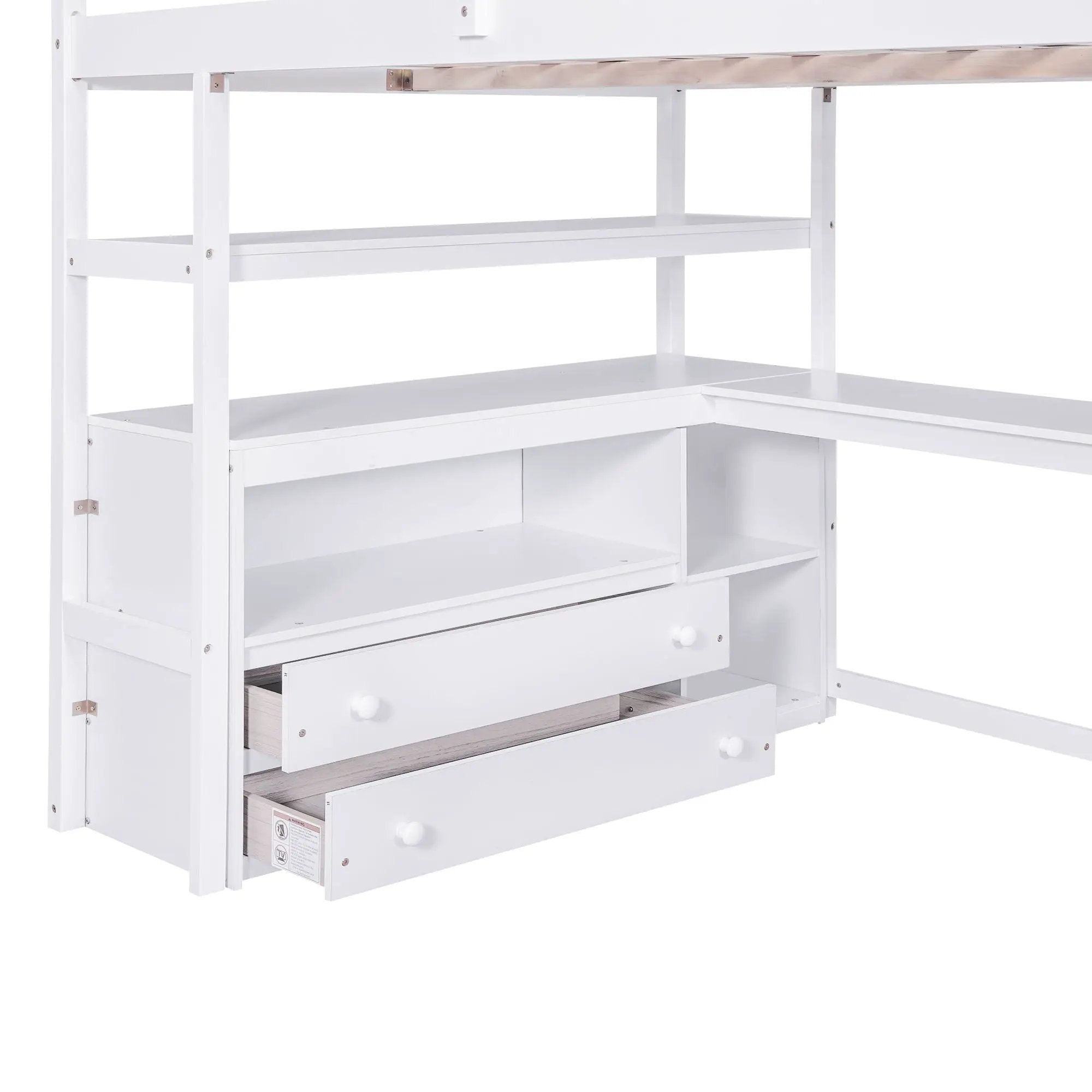 Loft Bed With Desk, Shelves, 2 Drawers, Storage Staircase by HouseOfZazla
