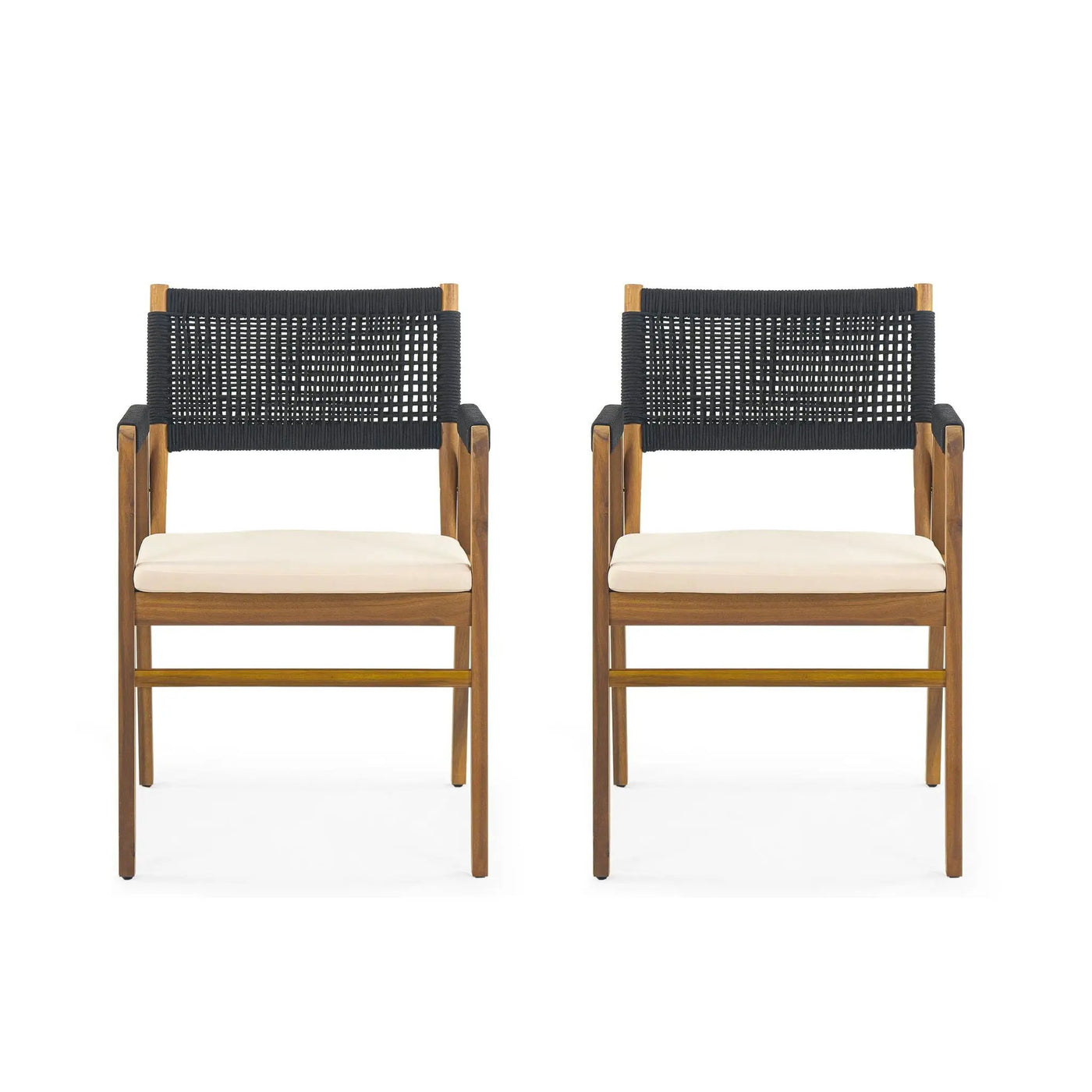 Outdoor Acacia Wood Dining Armchair With Cushion (Set of 2) by HouseOfZazla
